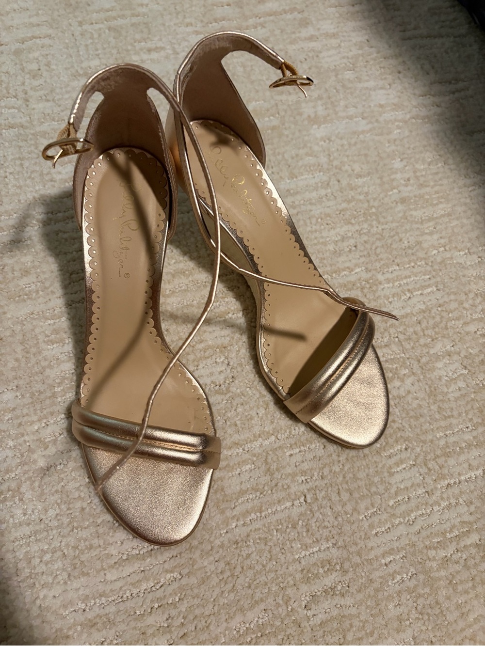 Lilly Pulitzer gold wedges size 8.5